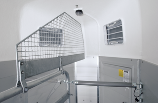 Kopftrennwand Gitter auf PVC-Trennwand für die Böckmann Pferdeanhänger.
