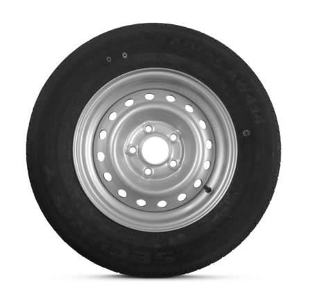 Ein Reifen mit einer 5-Loch Felge und einer Reifenbreite von 195mm und einen Tragfähigkeitsindex von 96N. 14".