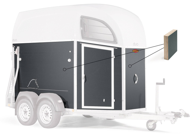 Seitenwand aus Holz mit Poly Beschichtung für Böckmann Uno und Duo Pferdeanhänger, außen grau, innen weiß