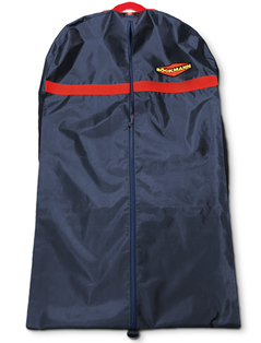 Böckmann Kleidersack in blau mit roter Zierleiste und Böckmann Logo zum Verstauen von Bekleidung.