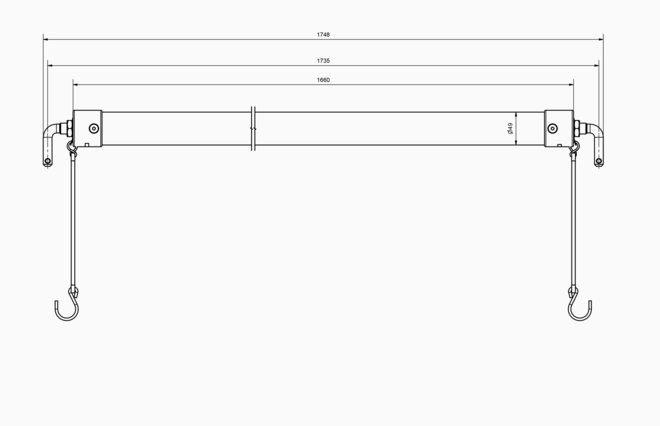 Boxenstange (Artikel- Nr.: 1100882) durchgehend Ø49 x 1660 mm für Pferdeanhänger von Böckmann.