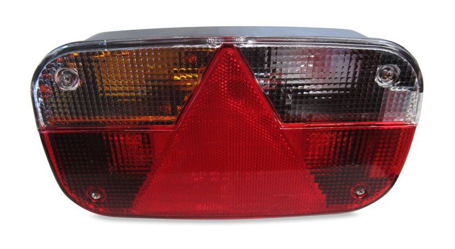 Böckmann Multipoint III mit Bajonettanschluss – Blink-, Brems- und Schlussleuchte mit Dreieckrückstrahler, ohne Kennzeichenlicht.