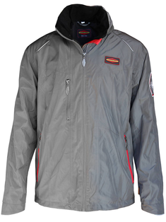 Allwetterjacke in grau mit herausnehmbarer Kapuze und Stehkragen aus der Böckmann Kollektion.