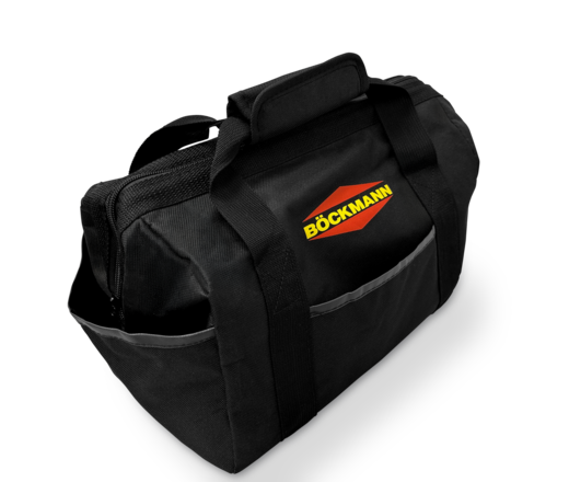 Tasche schwarz mit aufgedruckter Böckmann Raute und 2 mal Haltegriffen.