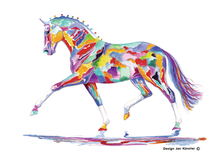 Böckmann Dekor für Pferdeanhänger Starker Trab in bunt.