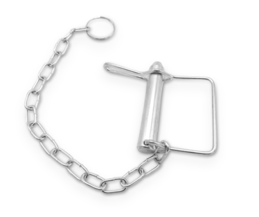 Steckbolzen als Verriegelung für die Teleskopkurbelstütze am Böckmann Anhänger.