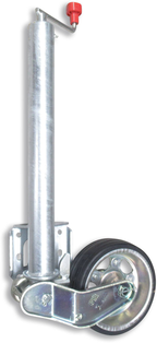 Automatik Stützrad mit breitem Rad für Böckmann Anhänger erleichtert Rangieren und schützt den Kupplungskopf.