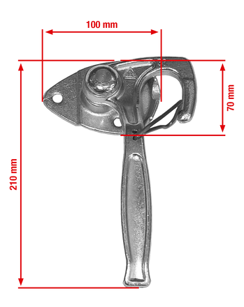 Winkelhebelverschluss Größe 1 mit Federsicherung – sicheres Schließen der Hinterklappe am Böckmann Pferdeanhänger.