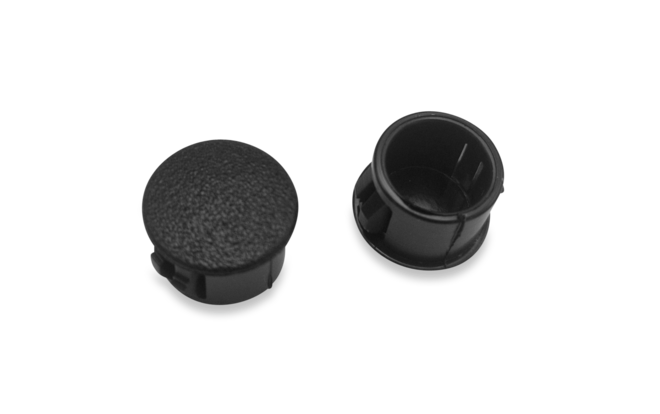 Abdeckstopfen in schwarz für Kofferanhänger, Durchemsser 12,7 mm von Böckmann.