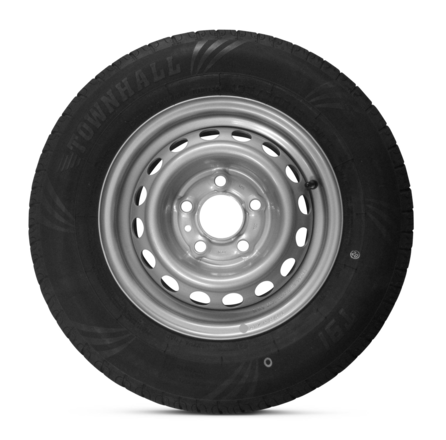 Ein Reifen mit einer 5-Loch Felge und einer Reifenbreite von 185mm und einen Tragfähigkeitsindex von 93N. 13".