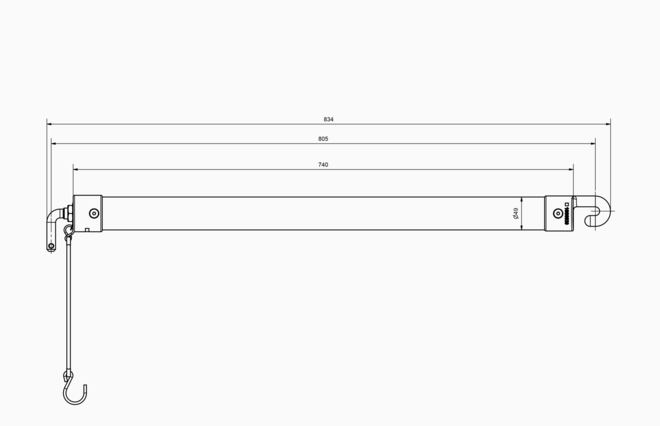 Boxenstange Big Master für hinten gepolstert.
Länge: 740 mm ohne Bolzen und Haken.