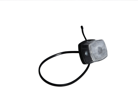 Begrenzungsleuchte weiß mit Rückstrahler inklusive 900 mm Flachkabel und Leuchtmittel für Böckmann Anhänger.