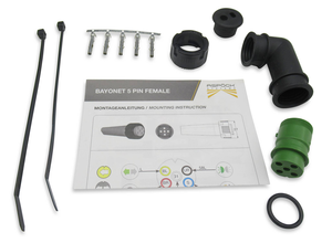 Bajonette connector 90°, green (female contact)