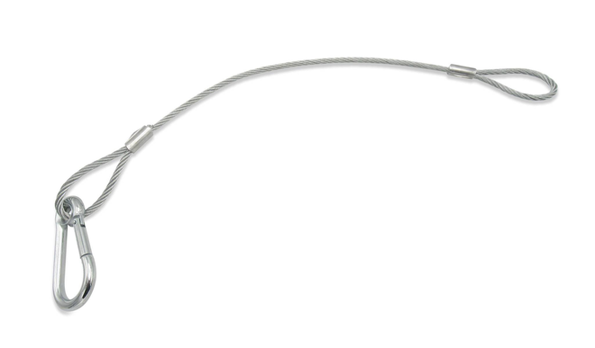 Das Abreißseil aus Stahl mit Karabiner sichert ungebremste Böckmann Anhänger in der Schweiz zuverlässig als Sicherheitsvorrichtung.