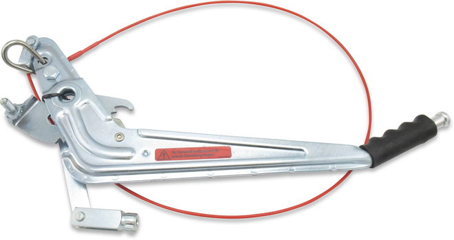 Handbremshebel für Hydraulik-Auflaufeinrichtung KF20 mit Abreißseil am Böckmann Anhänger – zuverlässig, sicher und robust.