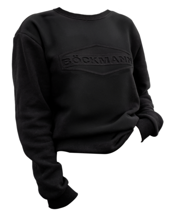 Schwarzer Böckmann Pullover in Unisex mit gestanzter schwarzer Böckmann Raute.