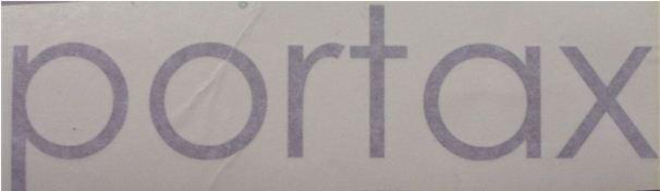 Aufkleber für Pfredeanhänger mit dem Schriftzug Portax in silber