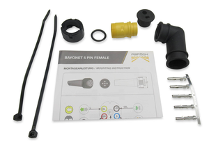 Bajonett connector 90°, yellow (female contact)