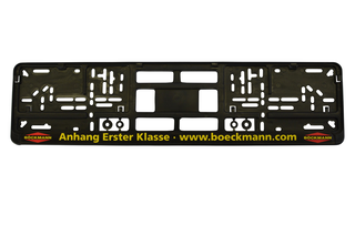 Kennzeichen, Halterung, PKW, einzeilig
Kunstoff Kennzeichen fuer PKW Anhaegner mit Logo
Kunstoff Kennzeichen für PKW Anhägner mit Logo