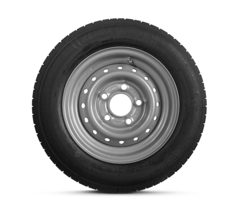 Ein Reifen mit einer 5-Loch Felge und einer Reifenbreite von 185mm und einen Tragfähigkeitsindex von 104N. 12".