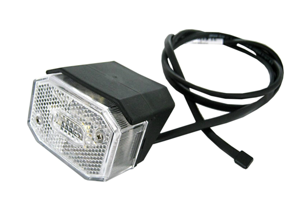 Flexipoint Leuchte 30 Grad abgeschrägt, weiß mit Reflektor und DC-Flachkabel für Böckmann Anhänger.