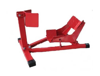 Böckmann Motorradständer fürs Vorderrad: Die Wippe hält das Motorrad aufrecht, der Anschlag verhindert seitliches Kippen.