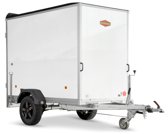 Böckmann Kofferanhänger Tieflader mit Sandwichbordwänden KT-SW 2513/135 M mit V-Deichsel.