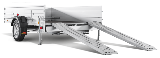 Universal Tieflader einachsig UT-AL-3018-15 Heck mit Auffahrschienen.
Product,  Auffahrschienen,  PKW-Anhänger,  Tieflader,  Universaltransporter
Universal Tieflader einachsig UT-AL-3018-15 Heck mit Auffahrschienen.