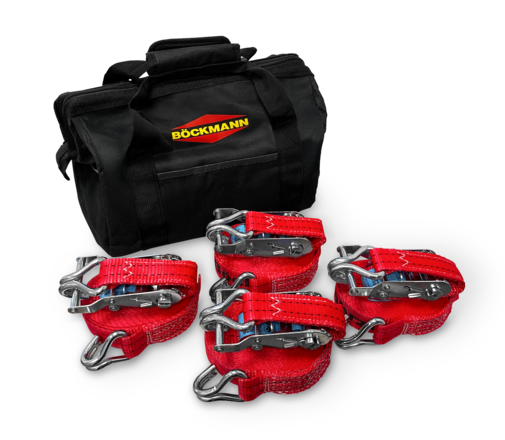 Tasche schwarz mit Böckmann Raute seitlich, inklusive 4 stck. Spanngurte